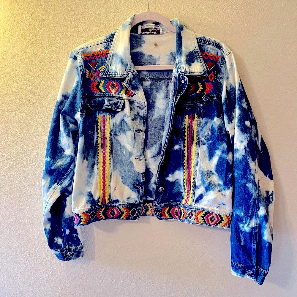 CUSTOM MADE Bleach tie dye denim jacket